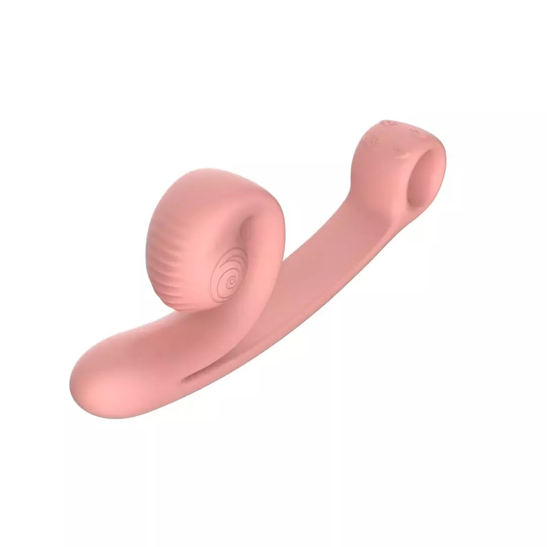 Snail Vibe Curve intymus prietaisas Peachy Pink su dvigubais varikliais, silikoninis