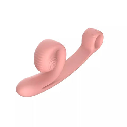Snail Vibe Curve intymus prietaisas Peachy Pink su dvigubais varikliais, silikoninis