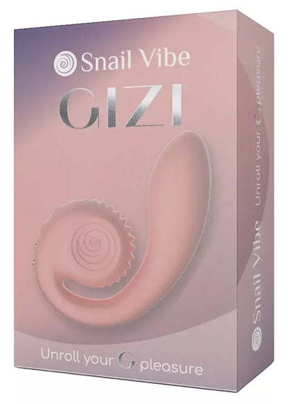 Snail Vibe Gizi Peachy Pink – dvigubas intymus prietaisas, silikoninis, 19 cm