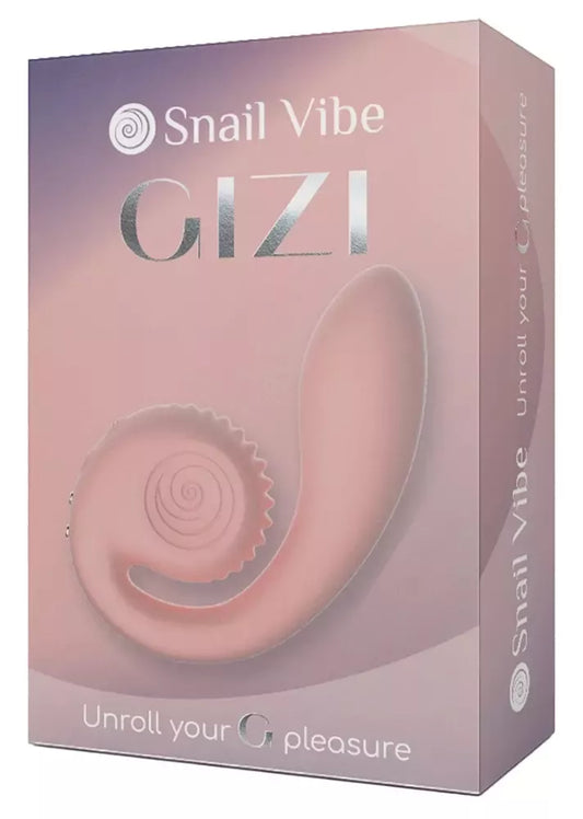 Snail Vibe Gizi Peachy Pink – dvigubas intymus prietaisas, silikoninis, 19 cm