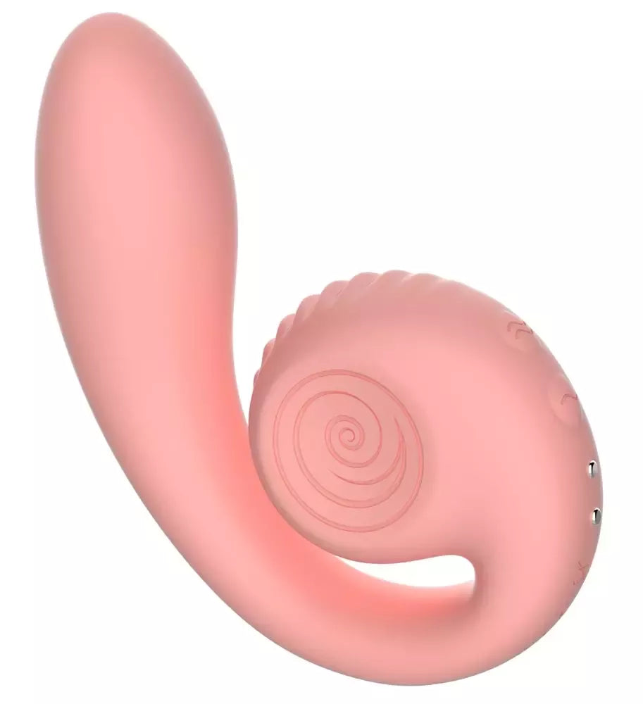 Snail Vibe Gizi Peachy Pink – dvigubas intymus prietaisas, silikoninis, 19 cm