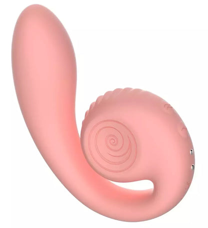 Snail Vibe Gizi Peachy Pink – dvigubas intymus prietaisas, silikoninis, 19 cm