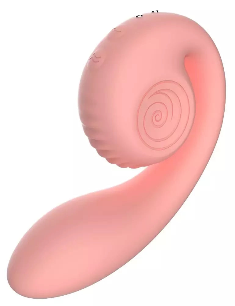 Snail Vibe Gizi Peachy Pink – dvigubas intymus prietaisas, silikoninis, 19 cm