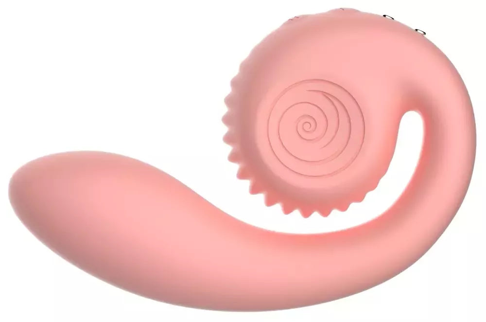 Snail Vibe Gizi Peachy Pink – dvigubas intymus prietaisas, silikoninis, 19 cm