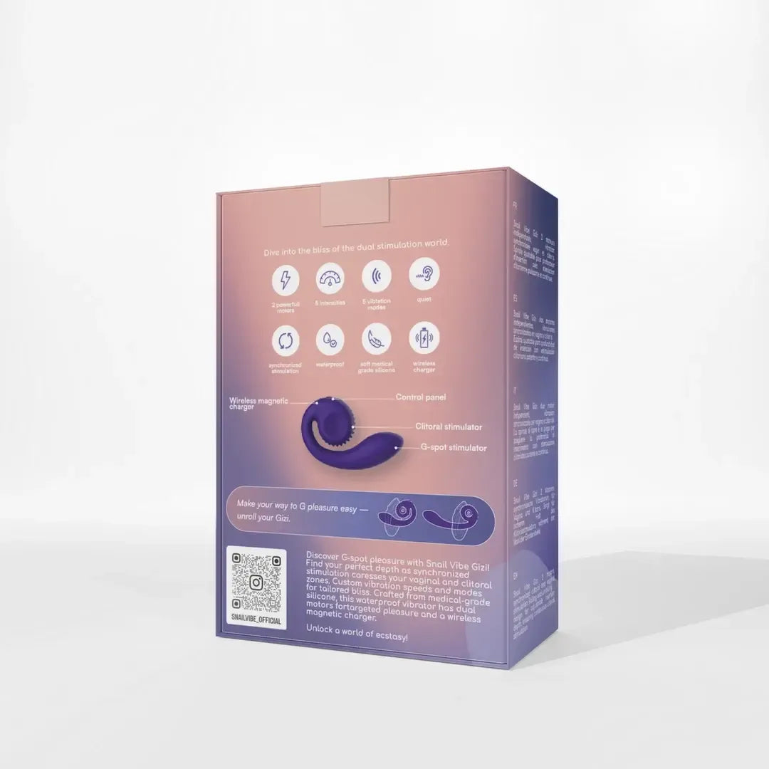 Snail Vibe Gizi vibratorius, violetinis – dviejų variklių, lankstus, kompaktiško dizaino