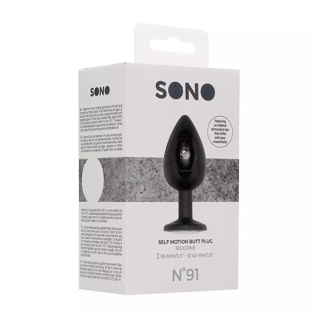 SONO Model No.91 intymus silikoninis kaištis su judėjimo sistema 9,5 cm juodas