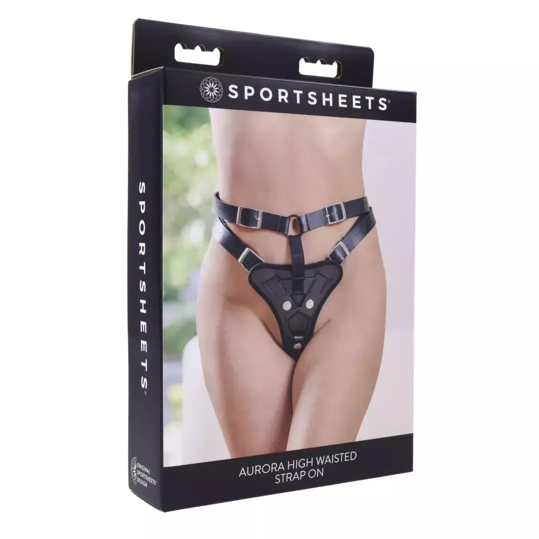Sportsheets Aurora aukšto liemens pakinktai, reguliuojami, juodi, iki 60 colių (152 cm) apimties