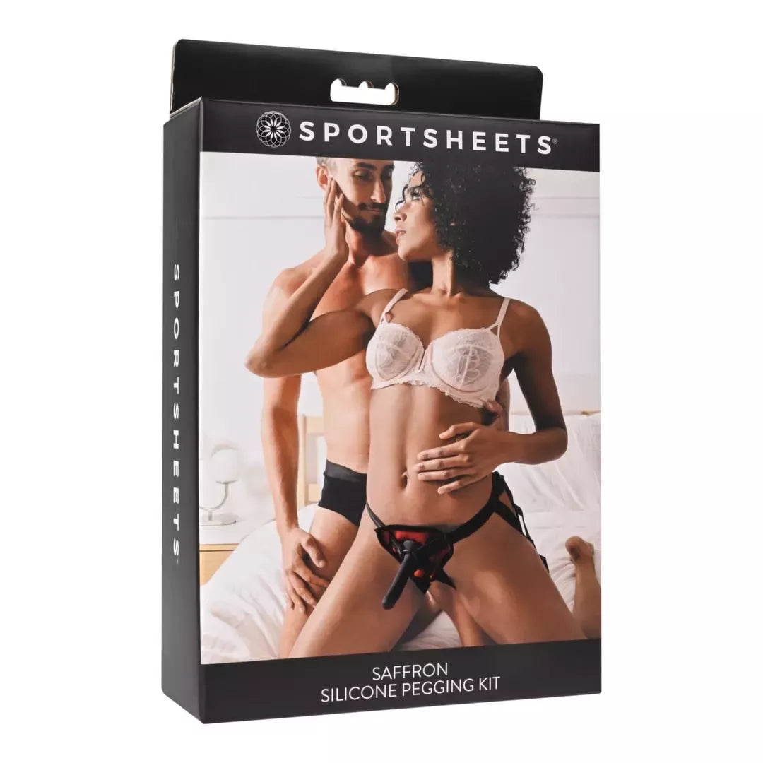 Sportsheets Saffron Silicone Set – reguliuojami diržai ir plonas intymus aksesuaras