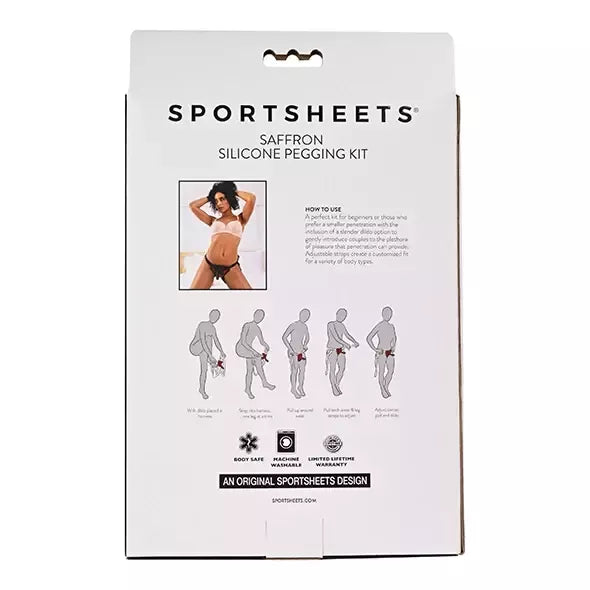 Sportsheets Saffron Silicone Set – reguliuojami diržai ir plonas intymus aksesuaras