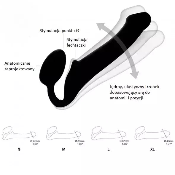 Strap-On-Me Bendable Intimate System Black M dydžio, apdovanojimus pelnęs dizainas