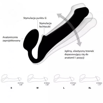 Strap-On-Me Bendable Intimate System Black M dydžio, apdovanojimus pelnęs dizainas