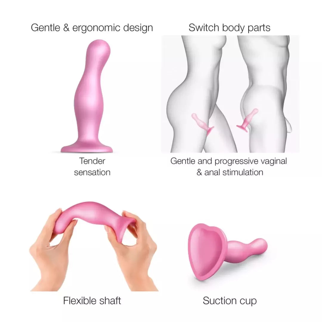 Strap-On-Me Curvy Metallic Sugar Pink L – silikoninė segtukų sistema