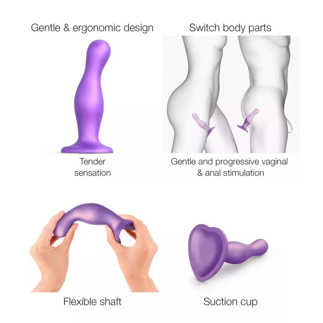 Strap-On-Me Curvy Plug Model L Metallic Purple – skystas silikonas ir siurbtukas