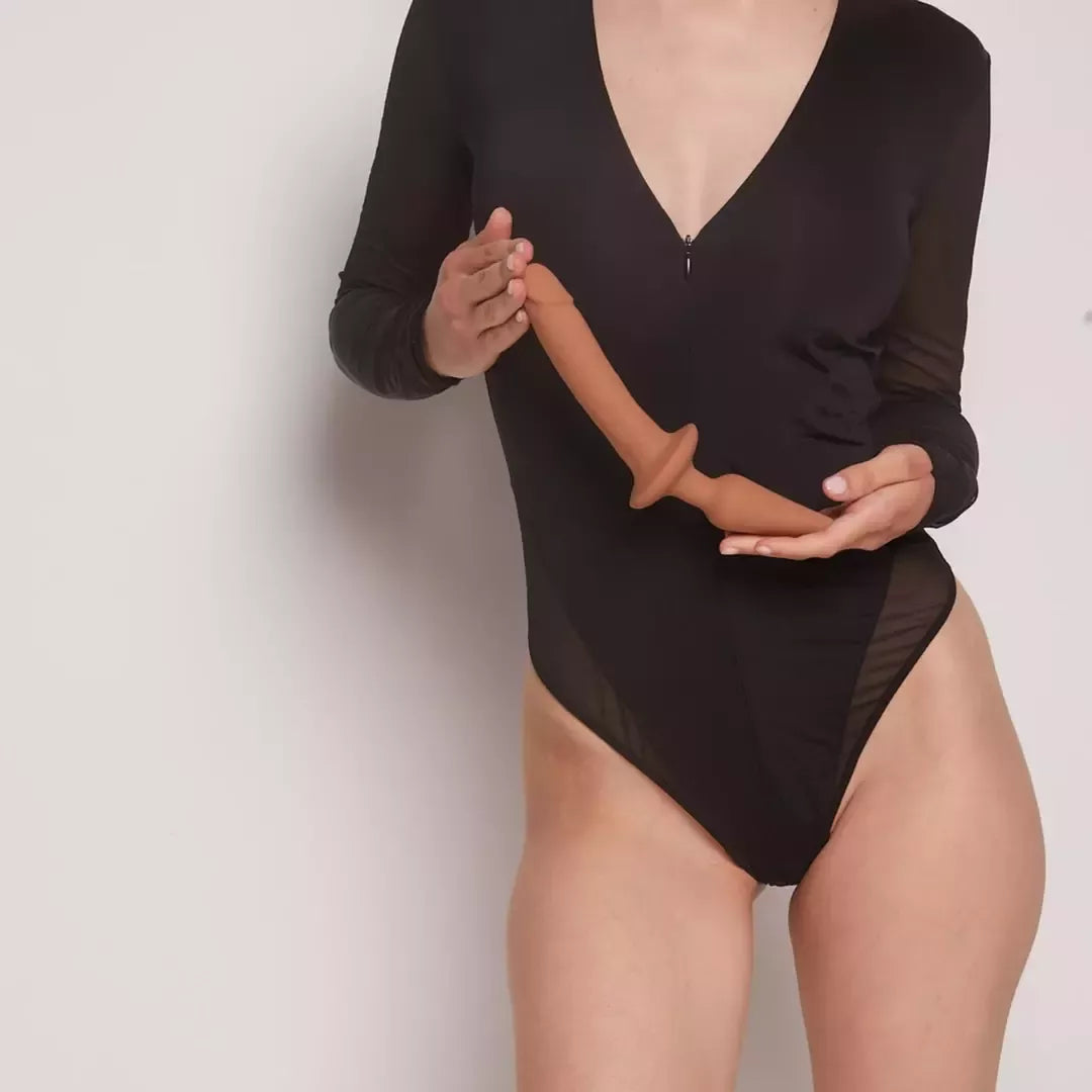 Strap-On-Me Switch Plug-in Intimate Machine XXL karamelinės spalvos silikoninis dildo