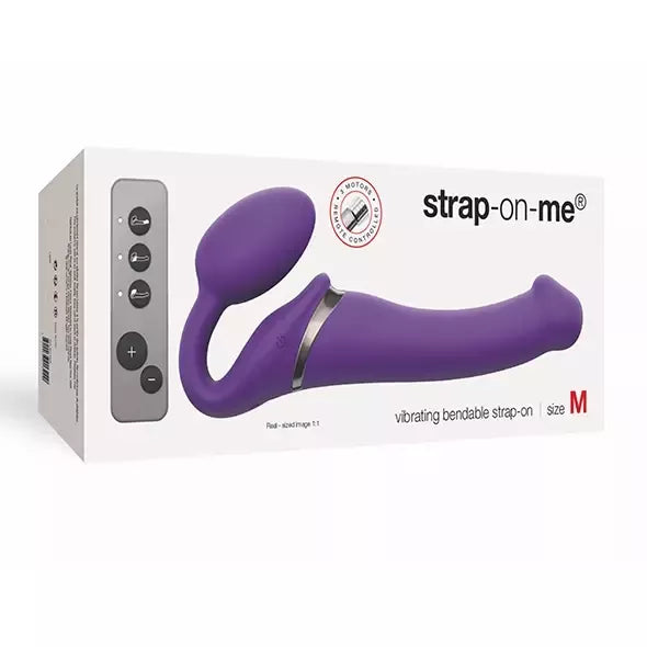 Strap-On-Me Vibrating Bendable System M Violetinė – 3 varikliai, nuotolinio valdymo pultas, silikoninis
