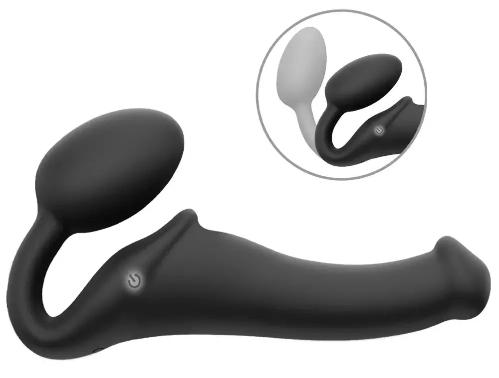 Strap-On-Me vibruojantis lankstus diržas, juodas, 3 varikliai, silikoninis, 15,2 cm