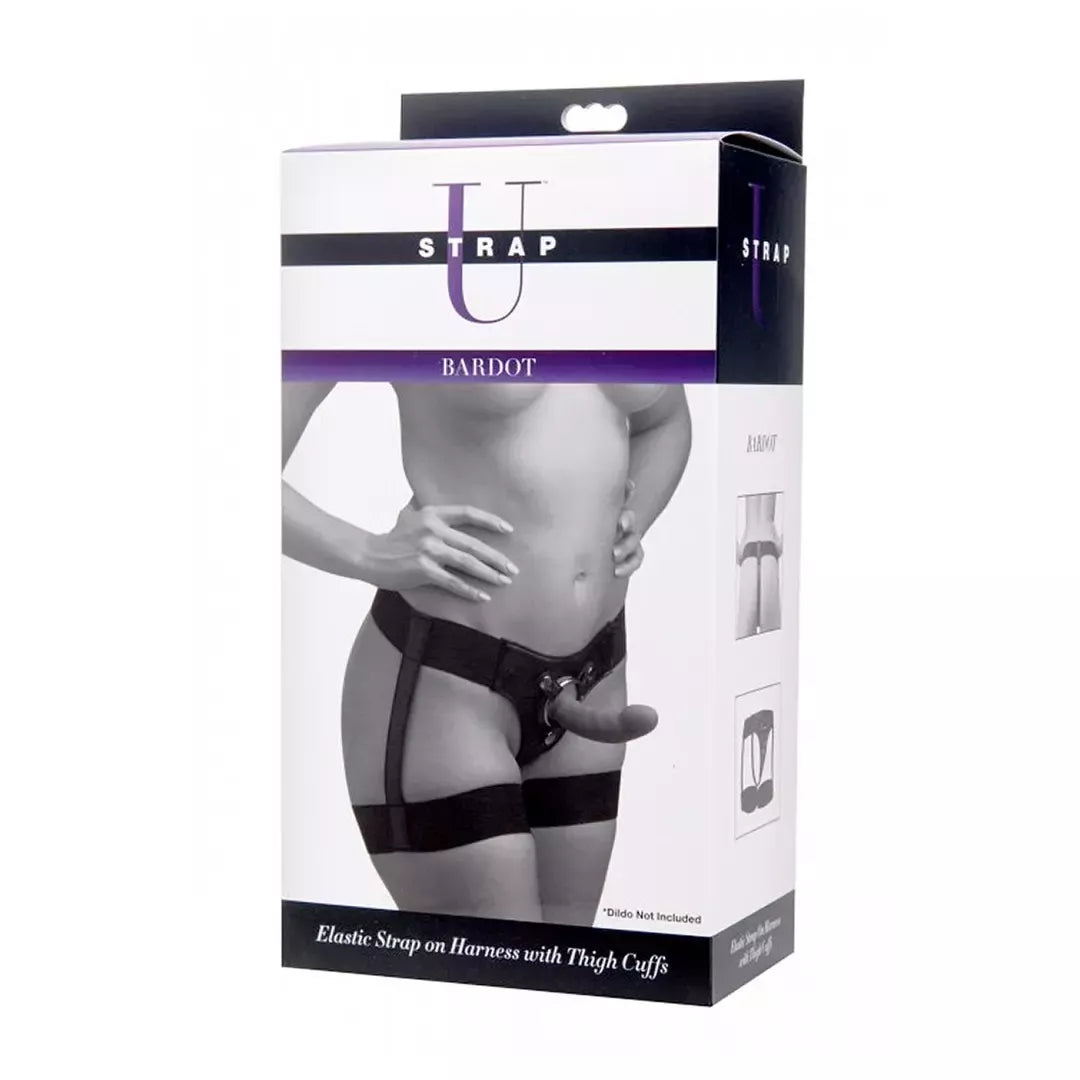 Strap U Bardot reguliuojami diržai su elastinėmis šlaunų juostomis – juodi