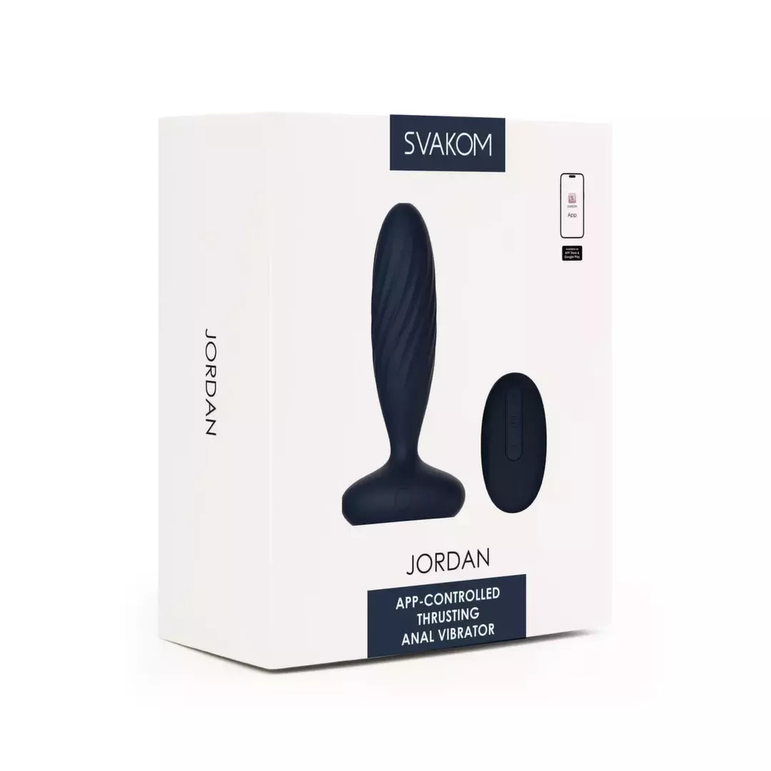 Svakom Jordan Navy Blue – dvigubo veikimo analinis įrenginys, valdomas programėle