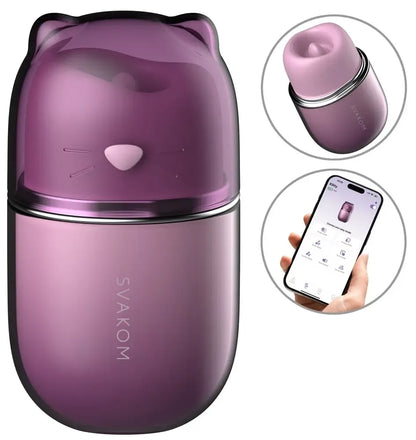 SVAKOM Klitty Dusty Lavender išorinis stimuliatorius su siurbimo ir laižymo režimais