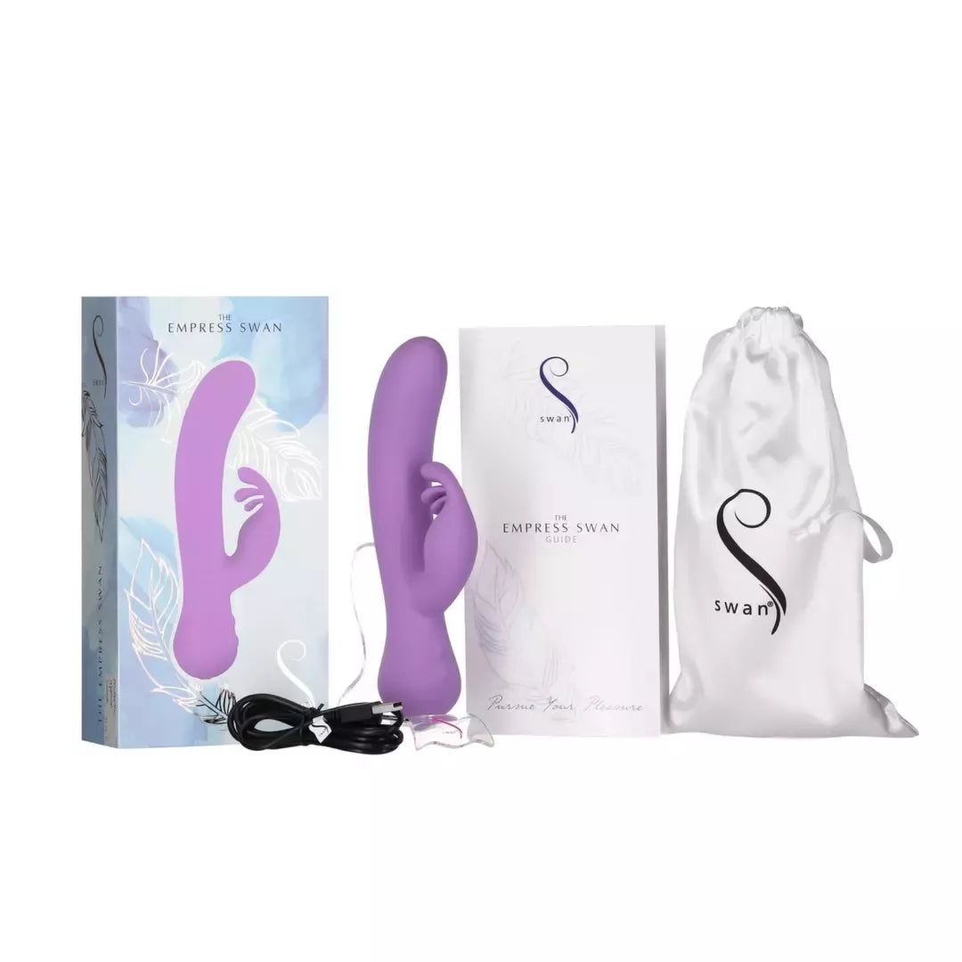 Swan Empress Swan dviejų variklių silikoninis asmeninis masažuoklis, violetinis, 21 cm