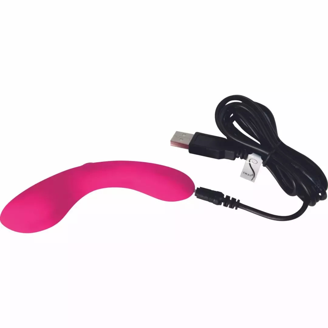 Swan Mini Swan Wand kompaktiškas dviejų variklių įkraunamas masažuoklis, rožinis