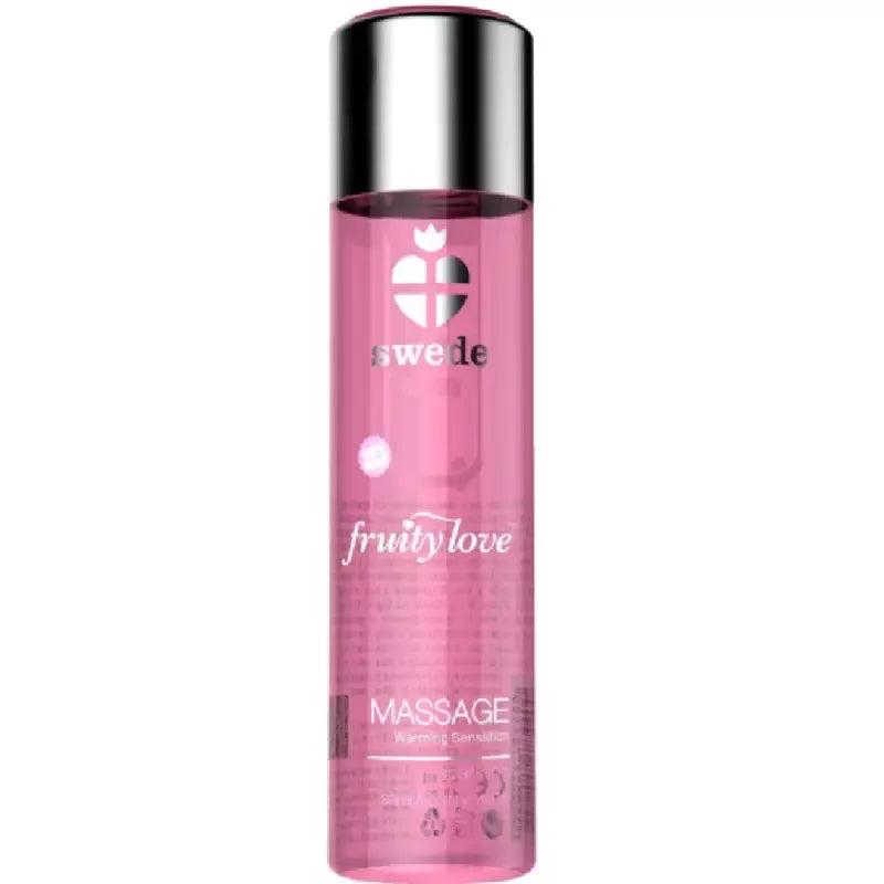 Swede Fruity Love masažinis aliejus, putojantis braškių vynas, 120 ml, šildantis