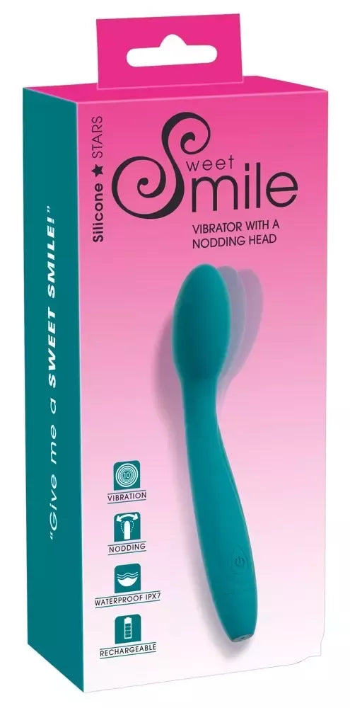 Sweet Smile Nodding Head vibratorius – 10 režimų, atsparus vandeniui, silikoninis, 18,2 cm