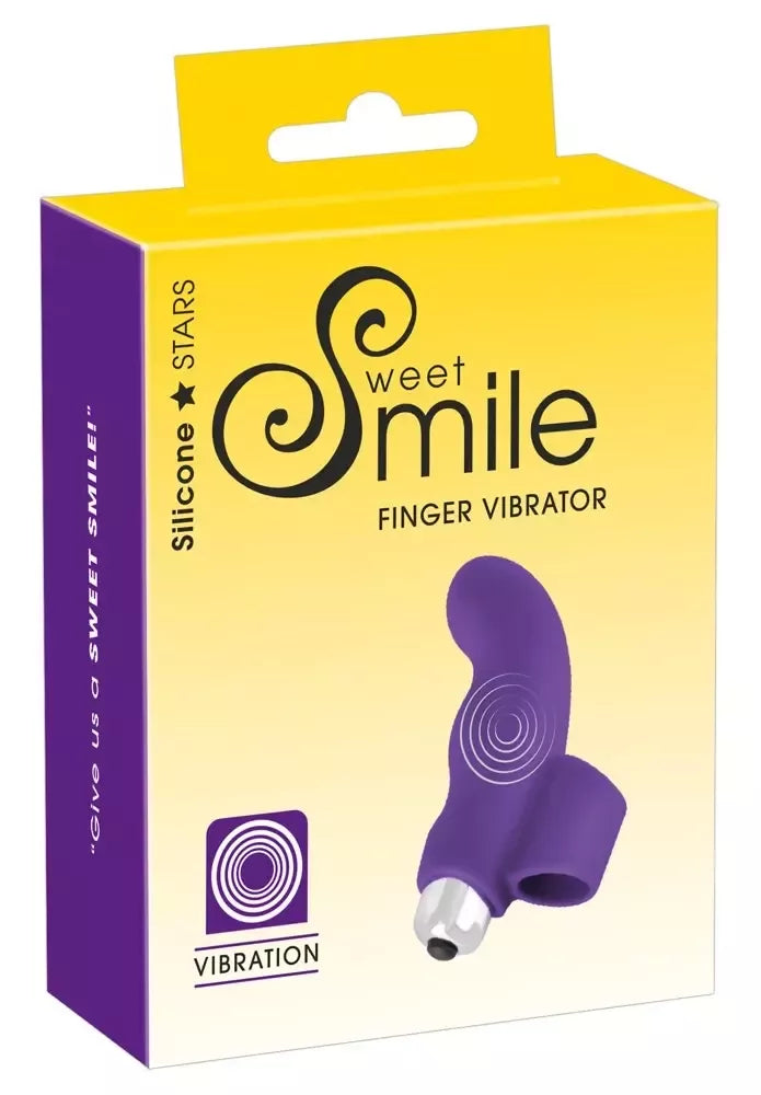 „Sweet Smile“ piršto tipo intymus masažuoklis, violetinis, silikoninis, 9,3 cm