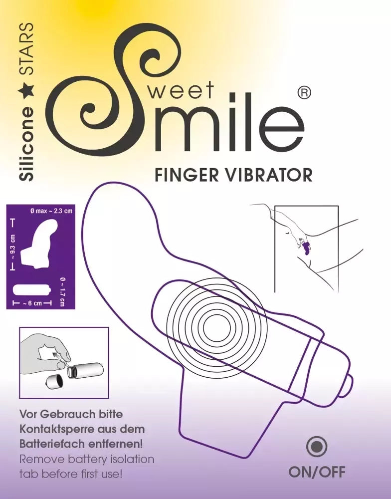 „Sweet Smile“ piršto tipo intymus masažuoklis, violetinis, silikoninis, 9,3 cm