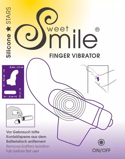 „Sweet Smile“ piršto tipo intymus masažuoklis, violetinis, silikoninis, 9,3 cm