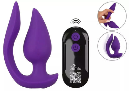 Sweet Smile RC 2in1 dvigubo variklio analinis kamštis ir vibruojantis priedas, silikoninis, juodas