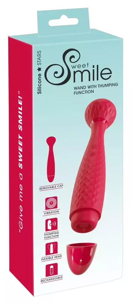 Sweet Smile Wand dvigubo poveikio masažuoklis su beldimo funkcija, 22,7 cm – juodas