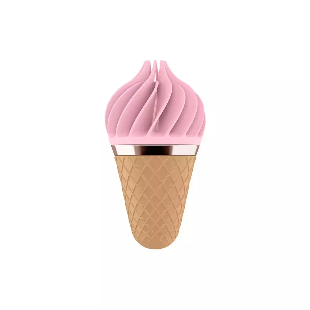 Sweet Treat besisukantis silikoninis stimuliatorius – rožinis, kompaktiškas dizainas