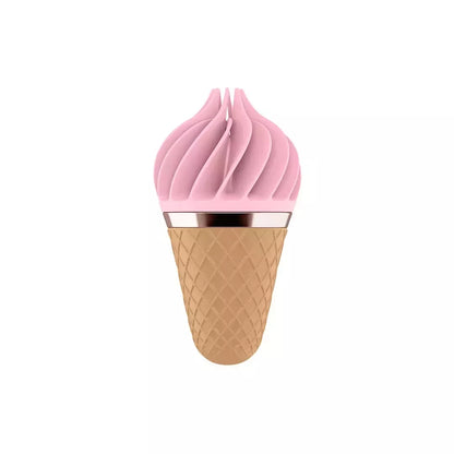 Sweet Treat besisukantis silikoninis stimuliatorius – rožinis, kompaktiškas dizainas