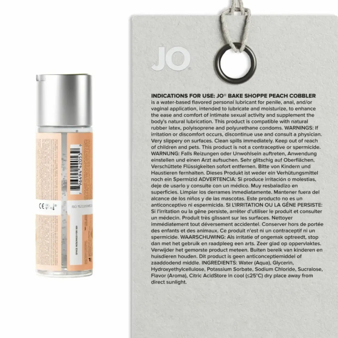 System JO Bake Shoppe Peach Cobbler vandens pagrindu pagamintas lubrikantas 60 ml - deserto aromatas
