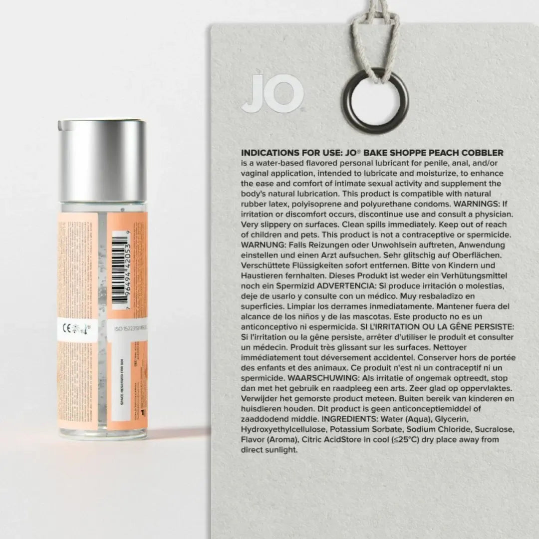 System JO Bake Shoppe Peach Cobbler vandens pagrindu pagamintas lubrikantas 60 ml - deserto aromatas