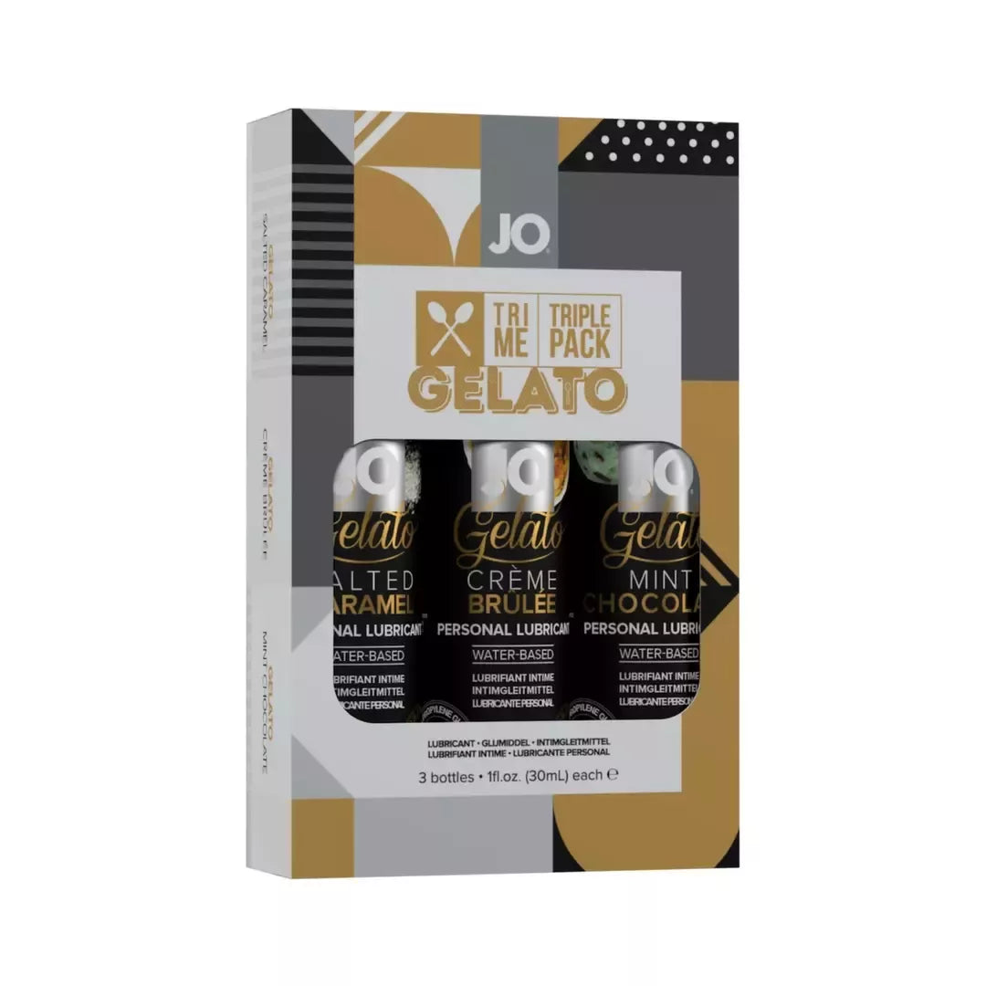 System JO Gelato Trio vandens pagrindo lubrikantų rinkinys 3 x 30 ml, įvairių skonių
