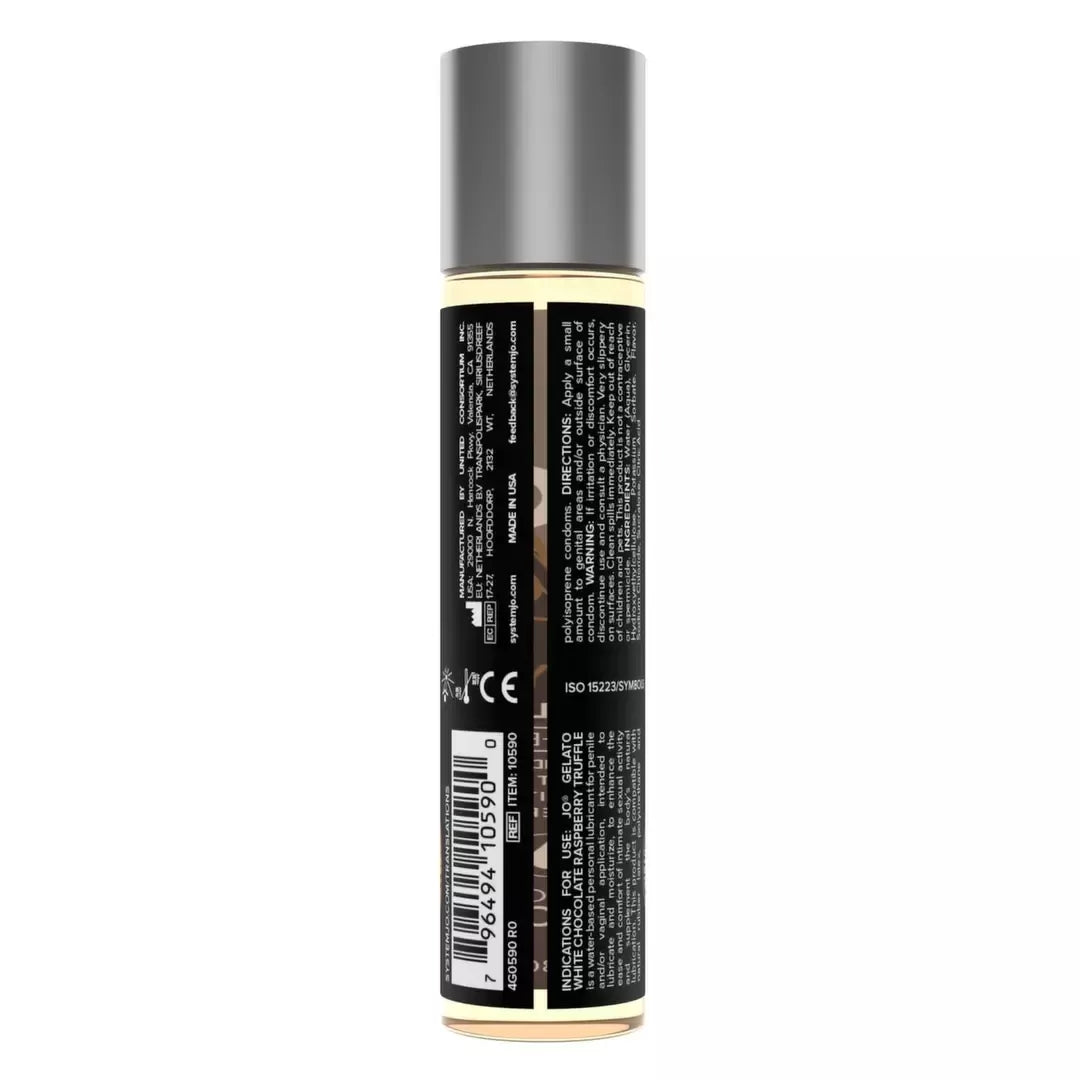 System JO Gelato White Chocolate Raspberry aromatizuotas lubrikantas, 30 ml