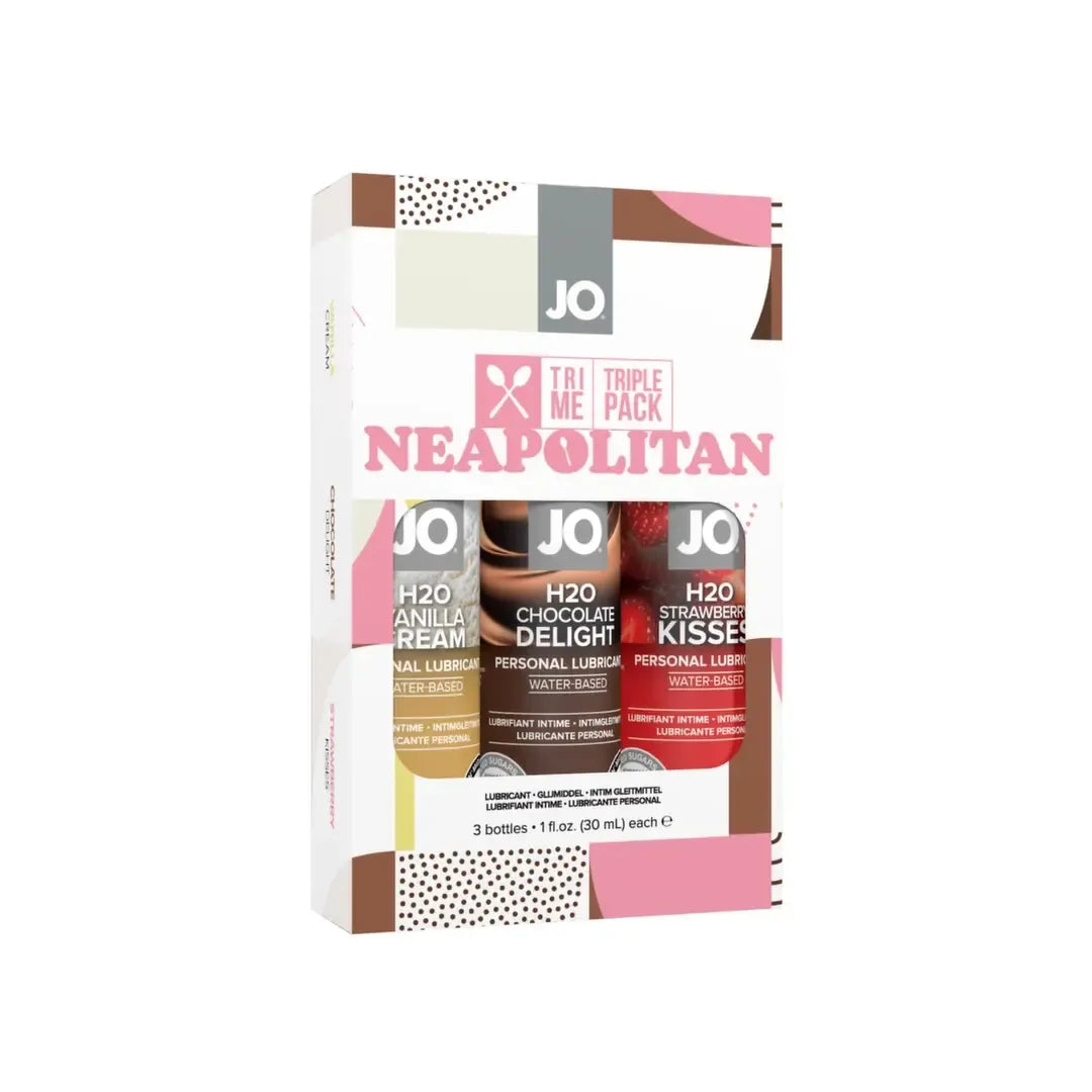 System JO Tri Me Neapolitan skonio vandens pagrindo lubrikantų rinkinys 3x30ml