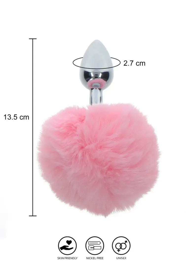 TABOOM Bunnytail Plug Pink – aliuminis modelis su dirbtinio kailio uodegėle, mažas dydis