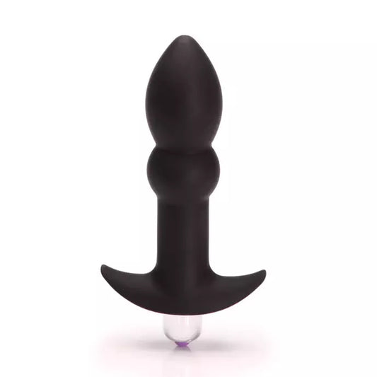 Tantus Perfect Butt Plug Plus Black silikoninis vibruojantis kaištis, 3 režimai