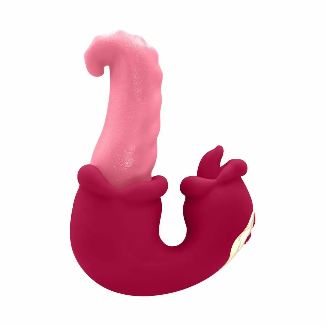 Teazers Double Tongue Pink dvigubo veikimo silikoninis intymus prietaisas