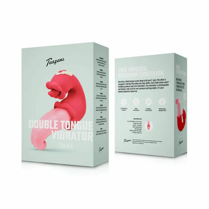Teazers Double Tongue Pink dvigubo veikimo silikoninis intymus prietaisas