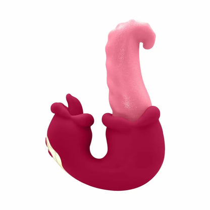 Teazers Double Tongue Pink dvigubo veikimo silikoninis intymus prietaisas