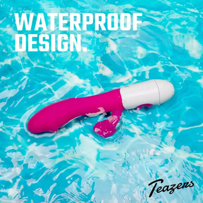 Teazers Pink Dual-Action silikoninis triušio formos vibratorius, 10 režimų, atsparus vandeniui