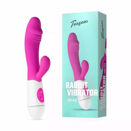 Teazers Pink Dual-Action silikoninis triušio formos vibratorius, 10 režimų, atsparus vandeniui