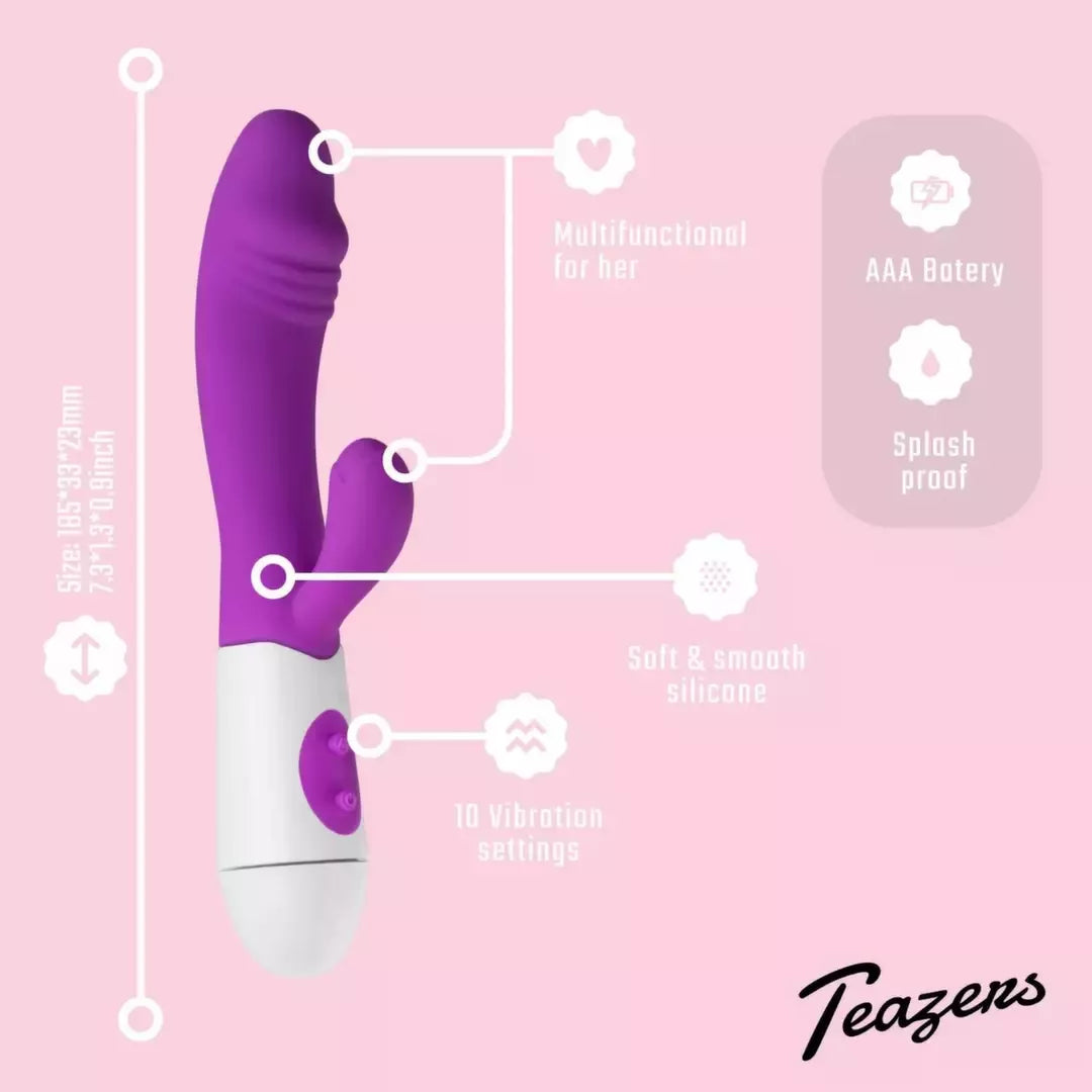 Teazers Rabbit vibratorius violetinis – daugiafunkcė stimuliacijos sistema