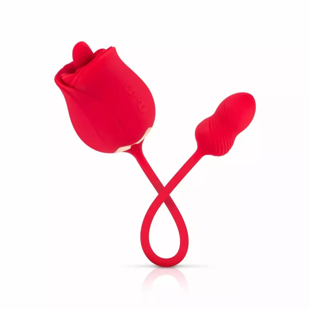 Teazers Rose Duo įkraunamas intymus prietaisas su dviem varikliais, rožinis