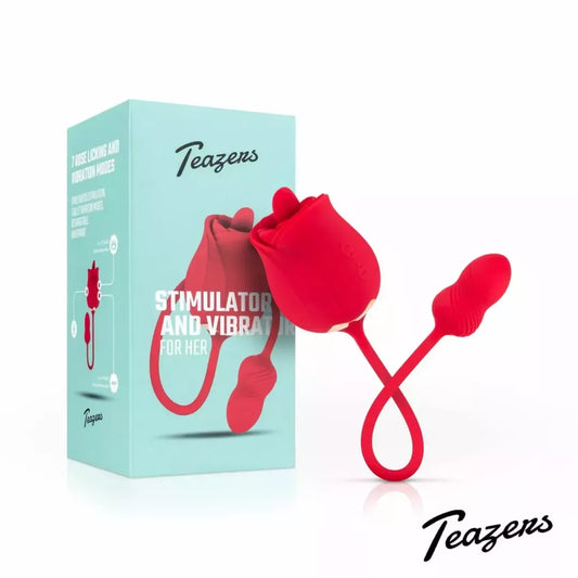 Teazers Rose Duo įkraunamas intymus prietaisas su dviem varikliais, rožinis