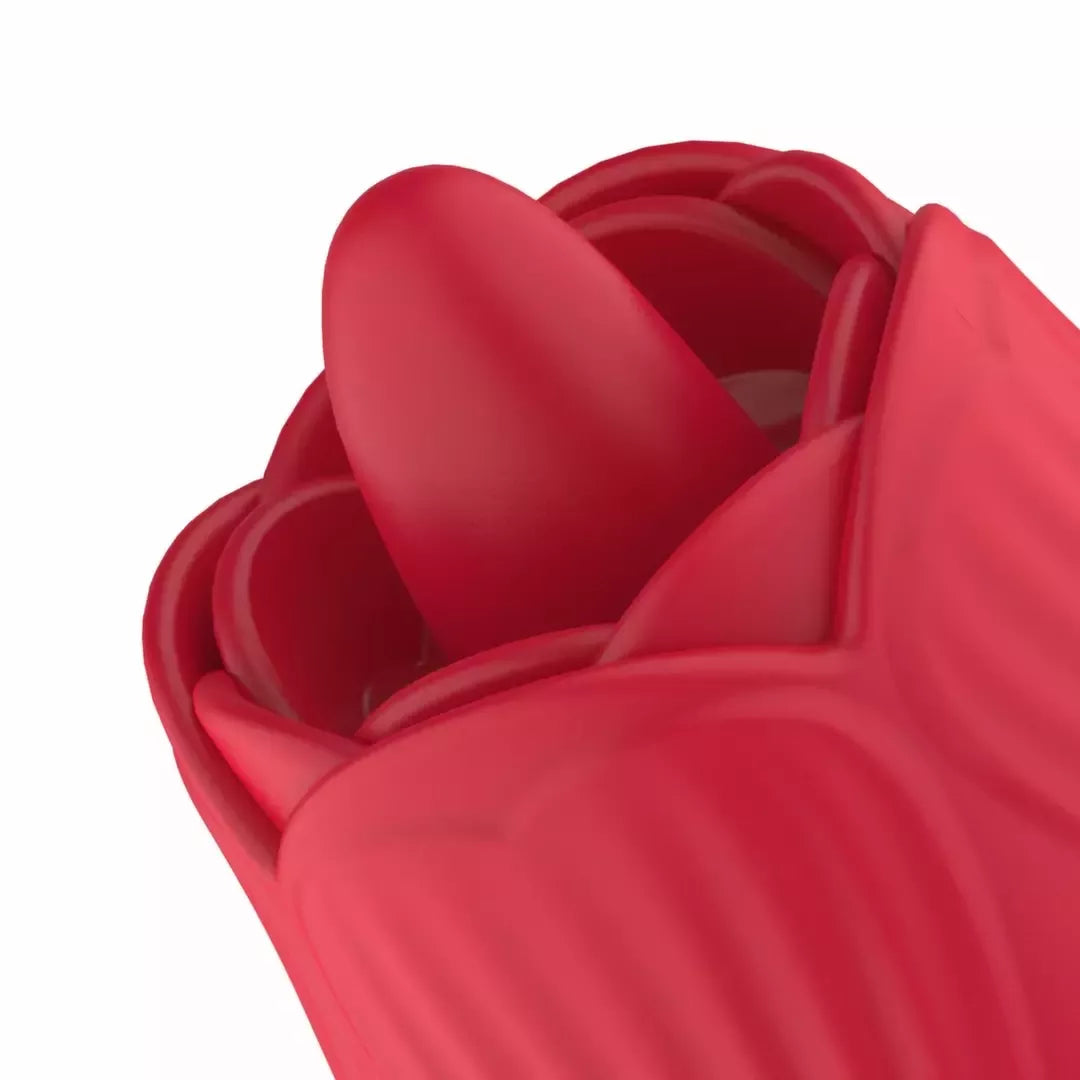 Teazers Rose Intimate Device stimuliatorius su liežuvio imitacija ir vibracija, rožinis